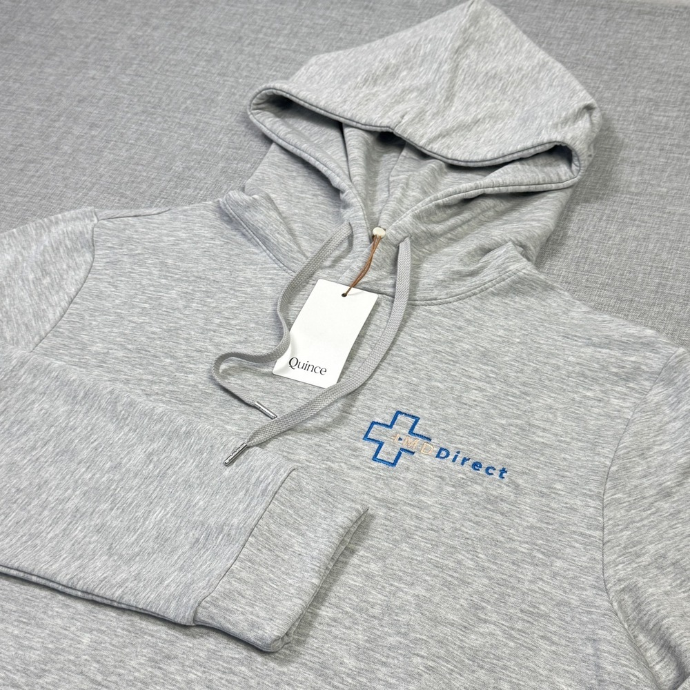 Quince‎ Hoodie Mens Large Gray Pullover Hooded Pockets Drawstring Fleece Modal